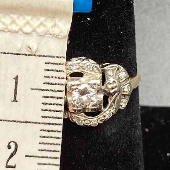 Antique 14kt gold Art Deco diamond ring appraisal included 6.75 - Picture 3 of 16